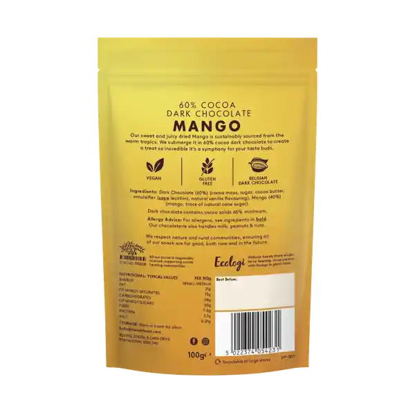 Forest Feast Belgian Dark Chocolate Mango Strips 100g (6) — additional view