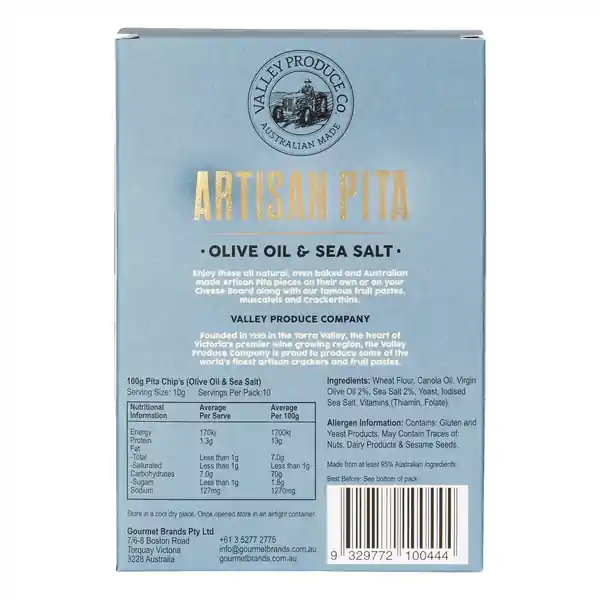 VPC Artisan Pita Box - Olive Oil & Sea Salt 100g (12) — additional view