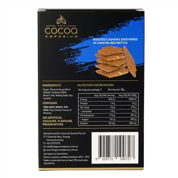 TCE Caramelised Cashew Brittle 140g (12) — additional view