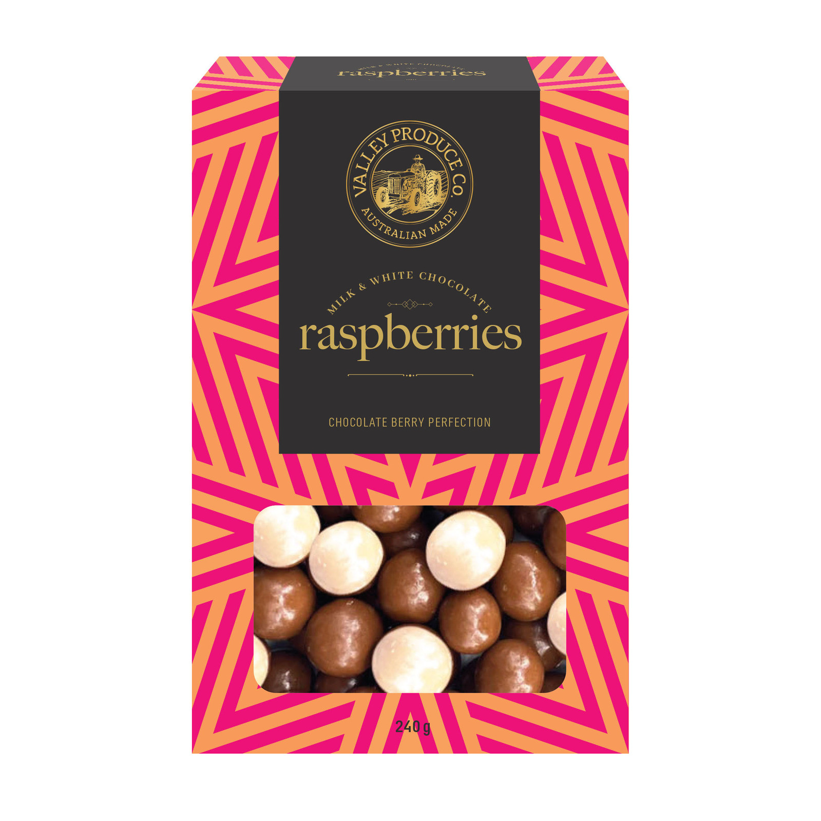 VPC Milk & White Chocolate Raspberries 220g (12)