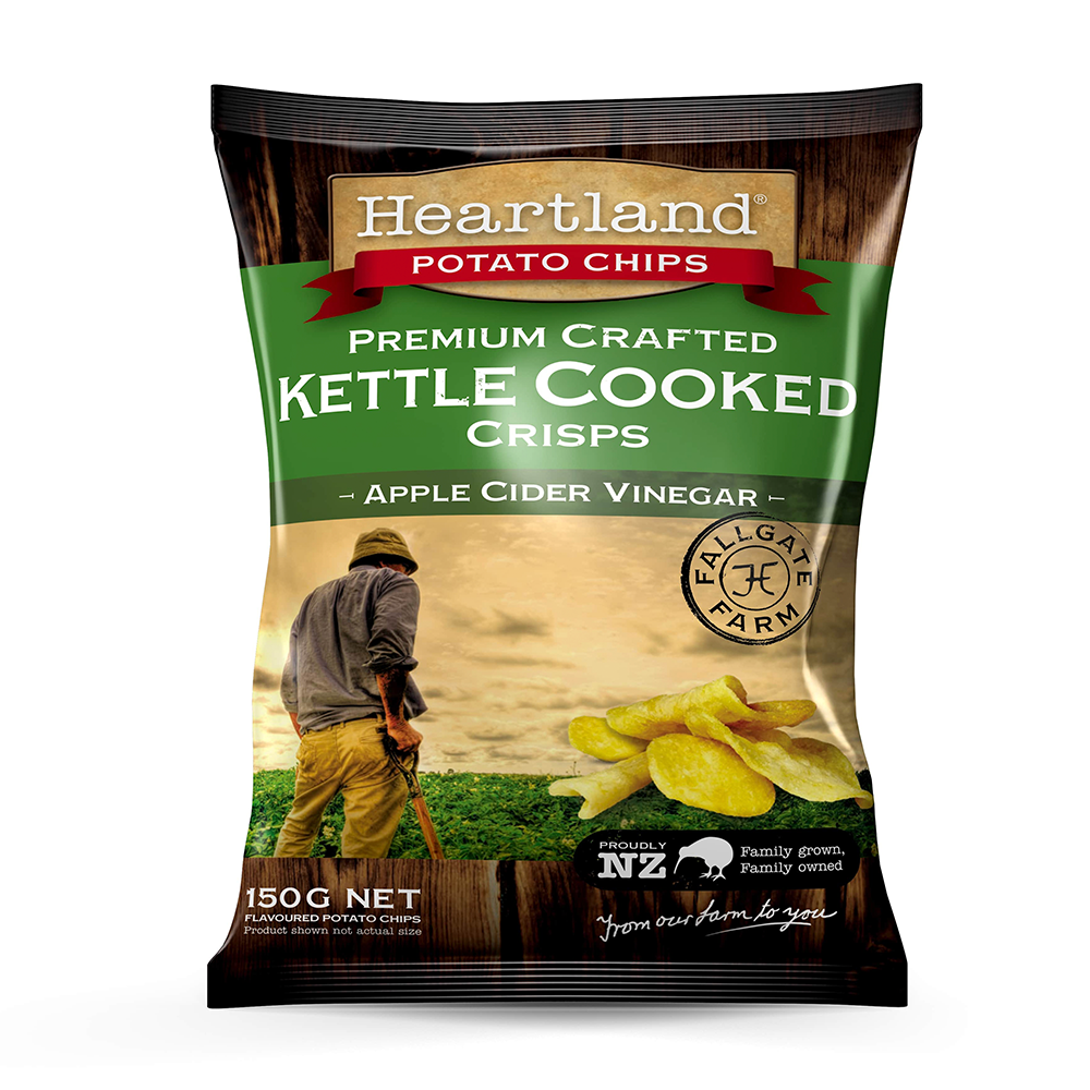 Heartland Kettle Cooked GF Chips Apple Cider Vinegar Gourmet Brands