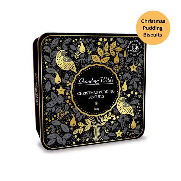 Grandma Wild's Embossed Partridge in a Pear Tree Tin Christmas Pudding Biscuits 200g (6)