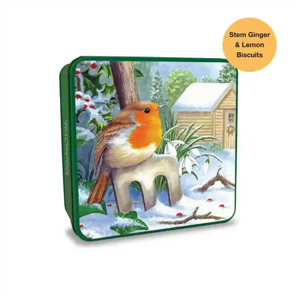 Grandma Wild's Embossed Robin on a Garden Fork Tin 200g (6)