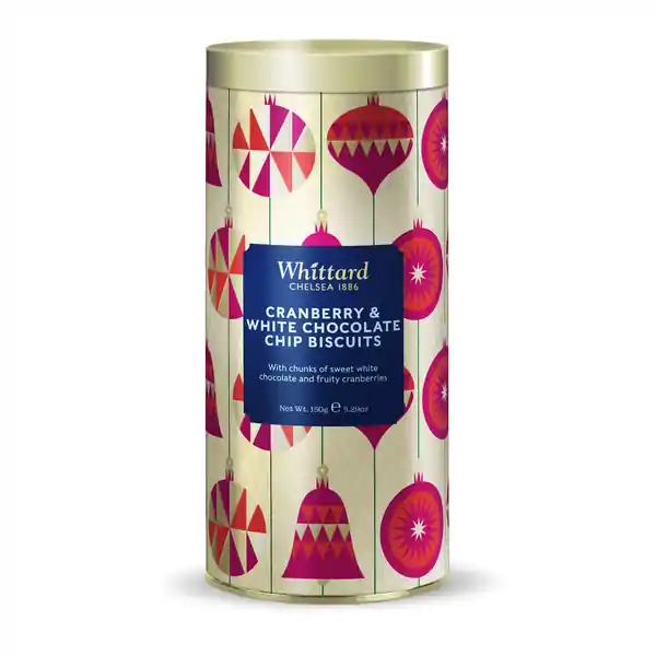 Whittard of Chelsea  XMAS 2026 Cranberry & White Chocolate Biscuit tin 150g (12)