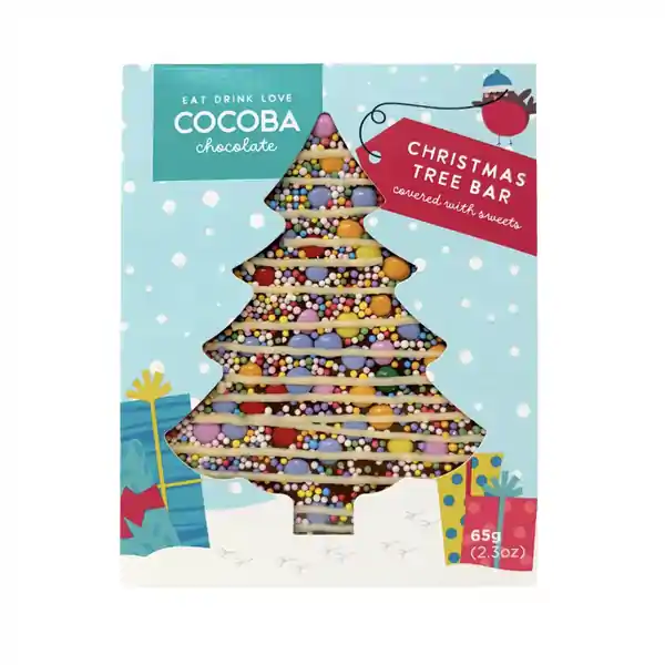Cocoba Christmas Tree Loaded Bar with Candy Beans & Sprinkles 65g (12)