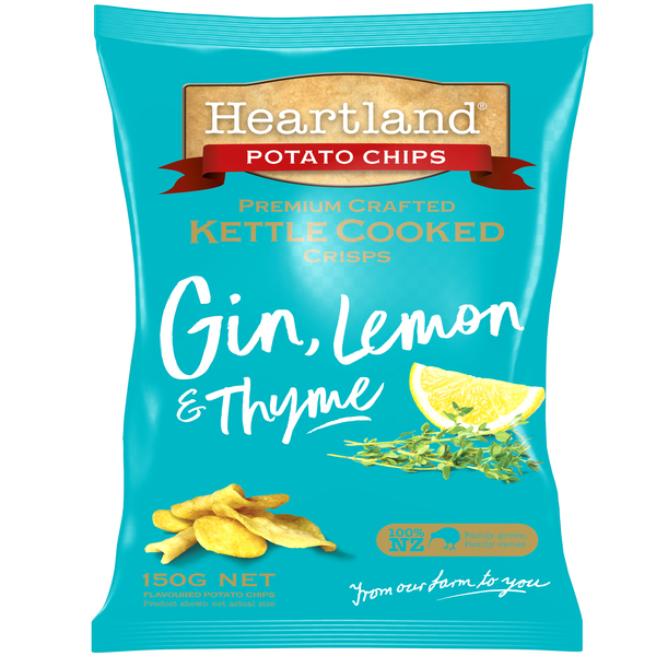 Heartland Kettle Cooked GF Chips - Gin, Lemon & Thyme 150g
