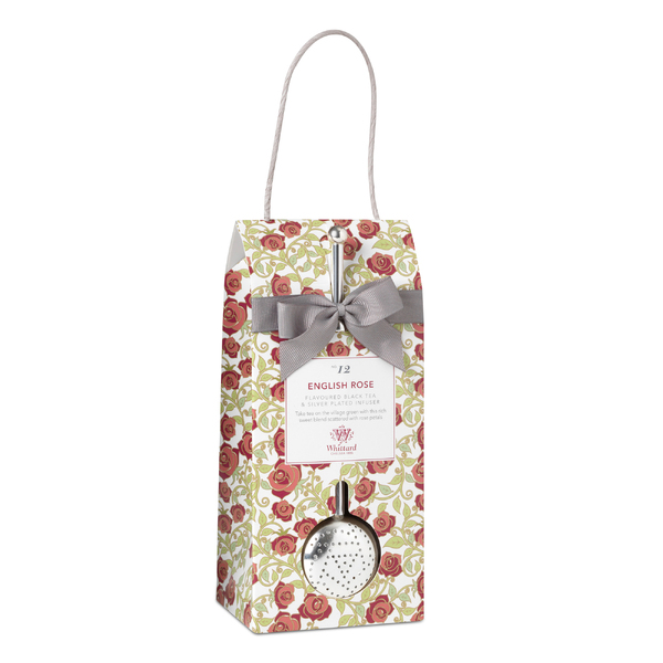 Whittard TD English Rose Pouch & Silver-plated Infuser