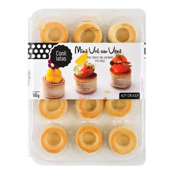 Confiletas Mini Vol Au Vent Pastry Shells x 12 60g (10)