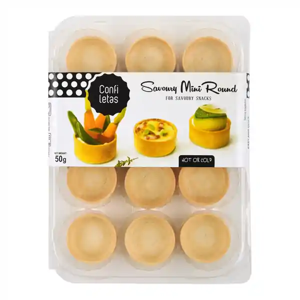 Confiletas Mini Savory Round Pastry Cases x 12  50g (10)