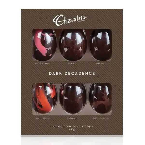 Chocolatier Decadence Dark Egg Selection 6 Pack 150g (12)