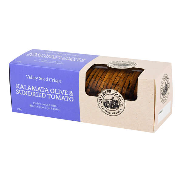 Valley Produce Company Valley Seed Crisps Kalamata Olives & Sun-dried Tomato 150g