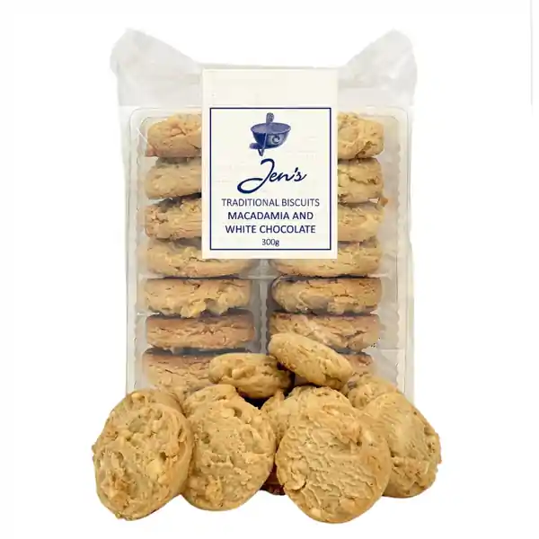 Jens Macadamia & White Chocolate Biscuits 300g (12)