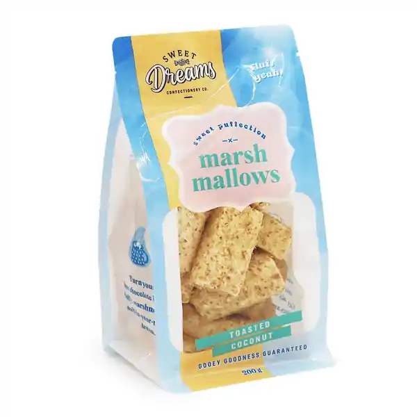 Sweet Dreams Confectionery Co. Marshmallow Pouch Toasted Coconut 200g (10)