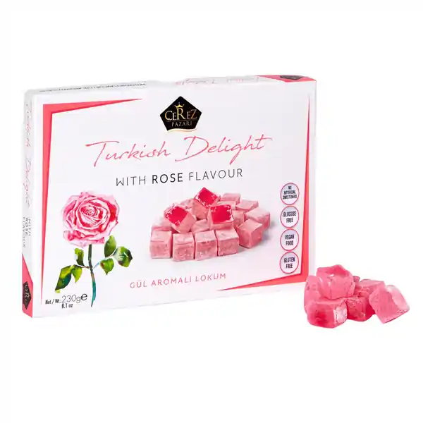 Cerez Turkish Delight White Box - Rose Flavour 230g (10)