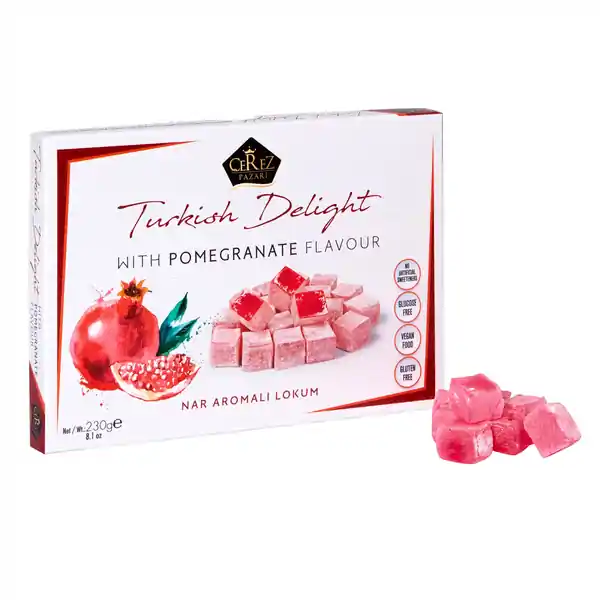 Cerez Turkish Delight White Box - Pomegranate Flavour 230g (10)