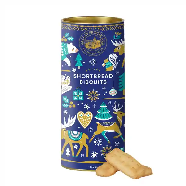 VPC Christmas Shortbread Tube - Nordic Xmas Blue 180g (12)