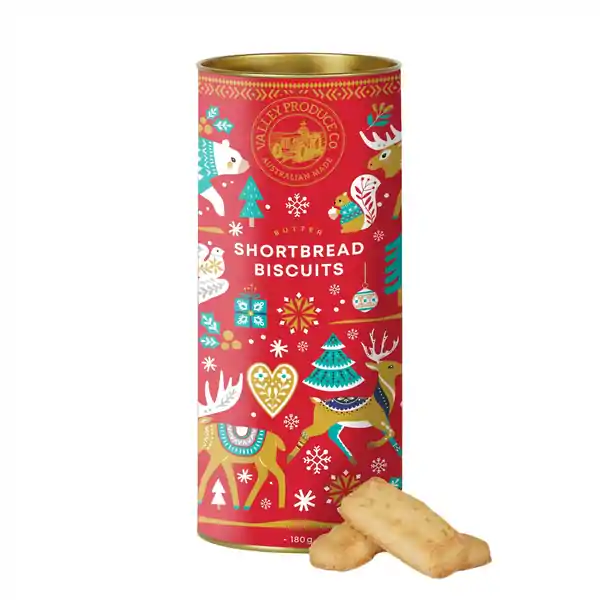 VPC Christmas Shortbread Tube - Nordic Xmas Red 180g (12)