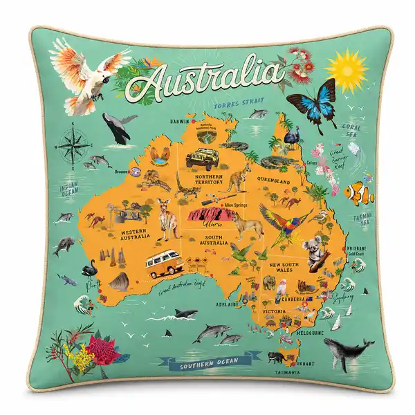 VPC Australia Illustrated - Cushion Cover Aqua Map  (6)