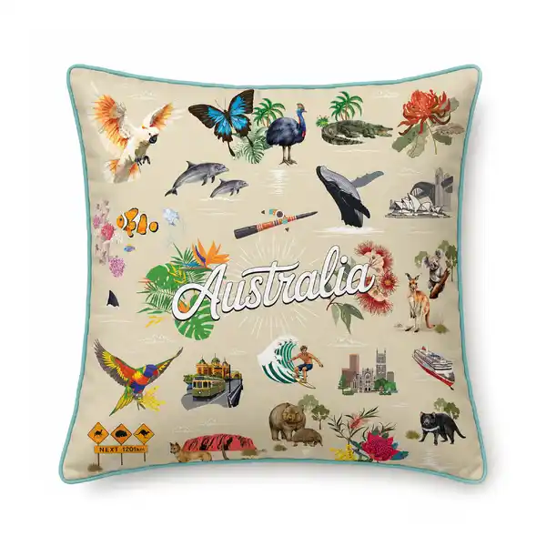 VPC Australia Illustrated - Cushion Cover Beige Icons  (6)