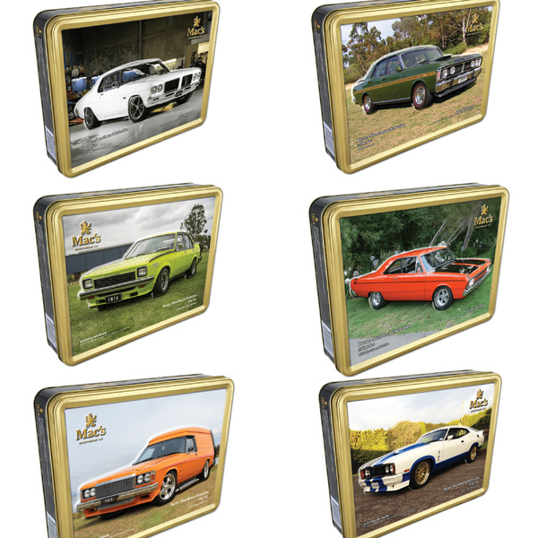 Mac's Butter Shortbread Selection Embossed Gift Tins Classic Cars (Assorted) 350g