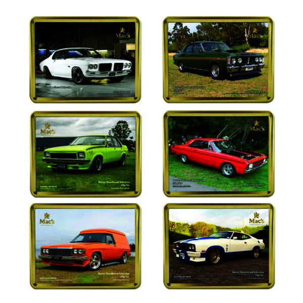 Mac's Shortbread Co Butter Shortbread Selection Embossed Gift Tins Classic Cars (Assorted) 300g