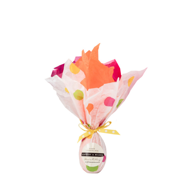 K&W Tissue Wrapped Easter Egg - Dark Chocolate - Assorted Colours 50g