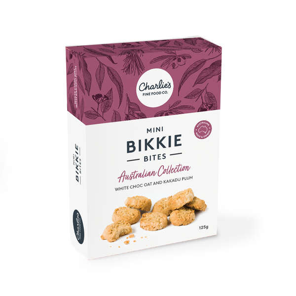 Charlies Aussie Bikkie Bites White Choc Kakadu Plum 125g