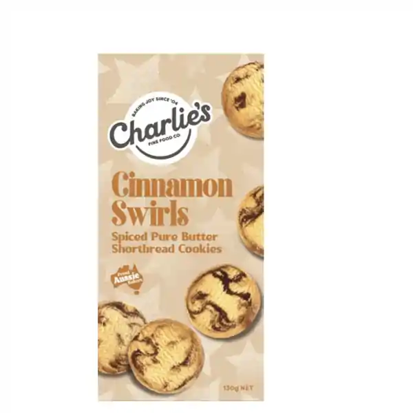 Charlie's FF Xmas Shortbread Box - Cinnamon Swirl 140g (12)