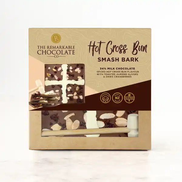 Remarkable Chocolate Smash Bark Hot Cross Bun 135g (10)
