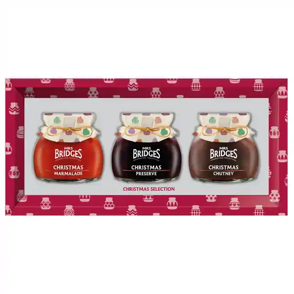 Mrs Bridges Triple Jar Gift Box Christmas Selection (Red) 740g (4)