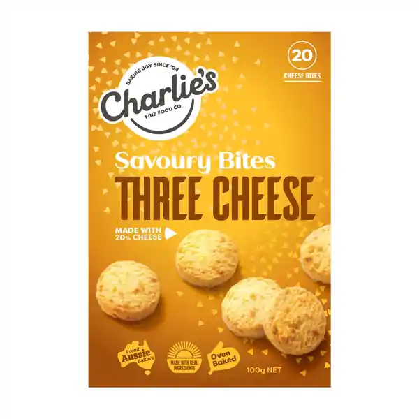 Charlie's Mini Cheese Bites - Three Cheese 100g (12)