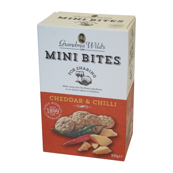 Grandma Wilds Mini Cheese Bites with Mature Cheddar & Chilli 100g (12)