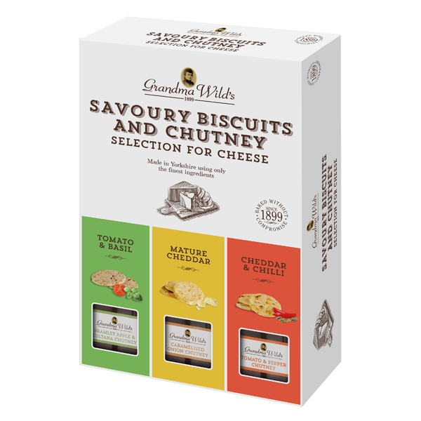 Grandma Wilds Savoury Biscuits and Chutney Selection for Cheese Gift Pack 495g (6)