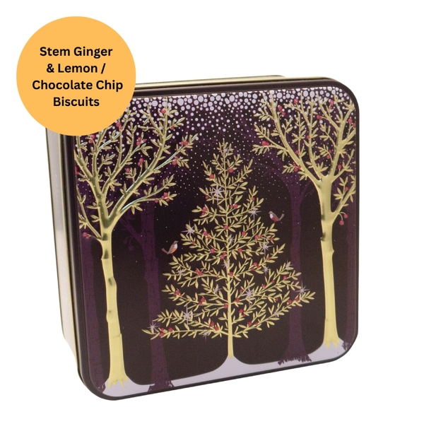 Grandma Wild's Embossed Golden Decorated Christmas Tin with Biscuits (155g)