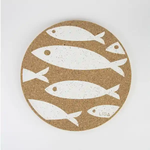 LL Cork Placemat - Fish White  (1)