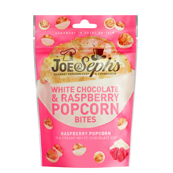 Joe & Seph's White Chocolate & Raspberry Popcorn Bites 63g