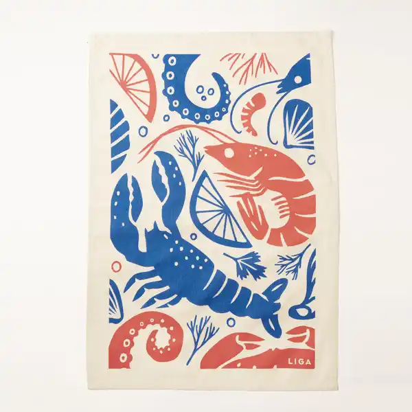 LL Organic Cotton Tea Towel Seafood Platter  (6)