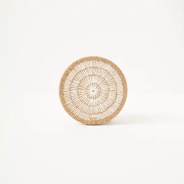 LL Cork Coaster Sandy Lines - White  (6)