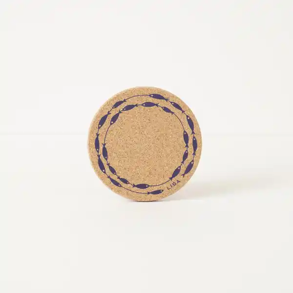 LL Cork Coaster Fish on a Line Navy  (6)