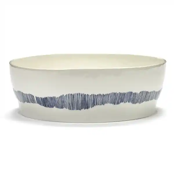 Ottolenghi Salad Bowl White with Blue Stripes FEAST (1)