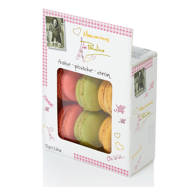 de Pauline 6 Macarons - Strawberry, Pistachio, Lemon