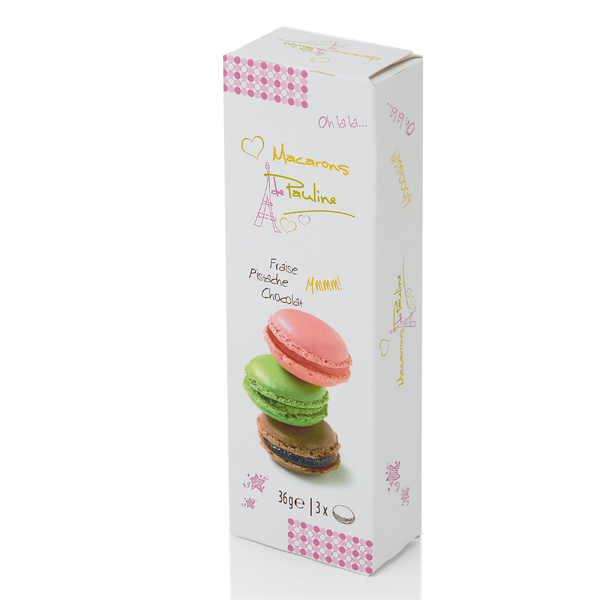 de Pauline 3 Macarons - Strawberry, Pistachio, Chocolate
