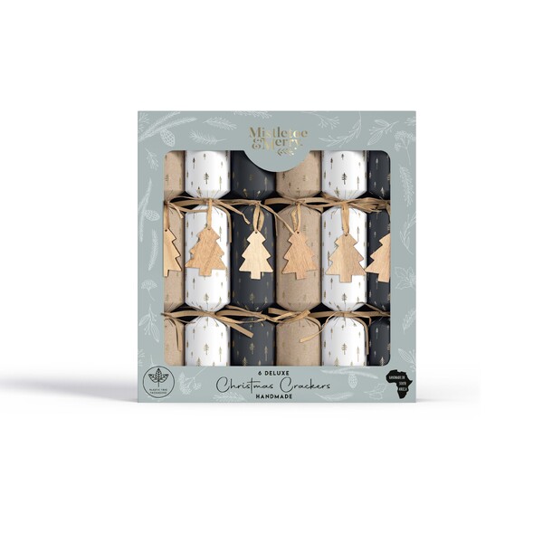 Mistletoe & Merry Deluxe - Kraft Gold Tree Scape Crackers
