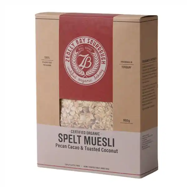Zeally Bay Sourdough Certified Organic Muesli - Spelt Cacao & Toasted Coconut 900g (6)