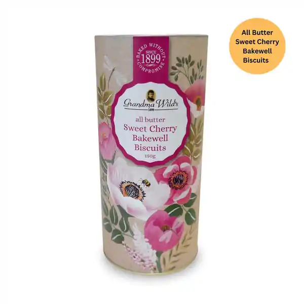 Grandma Wild's Floral Botanical Tube All Butter Sweet Cherry Bakewell 150g (12)