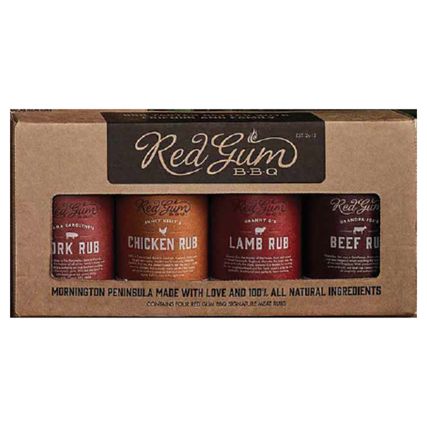 Red Gum BBQ Meat Rubs Gift Box 4 x Large Rubs 860g (6)