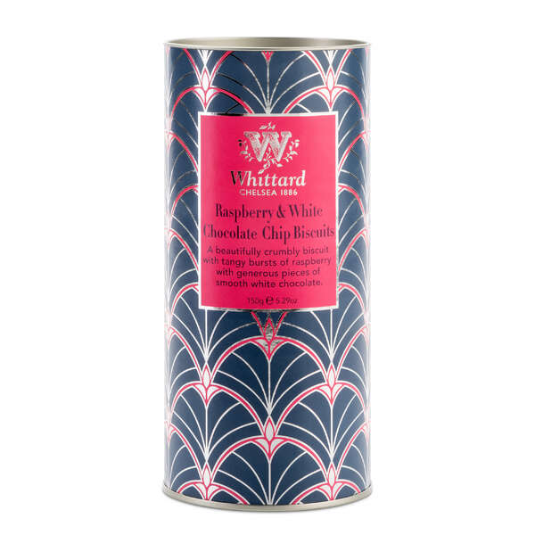 Whittard Raspberry & White Chocolate Biscuit Tube 150g (12)