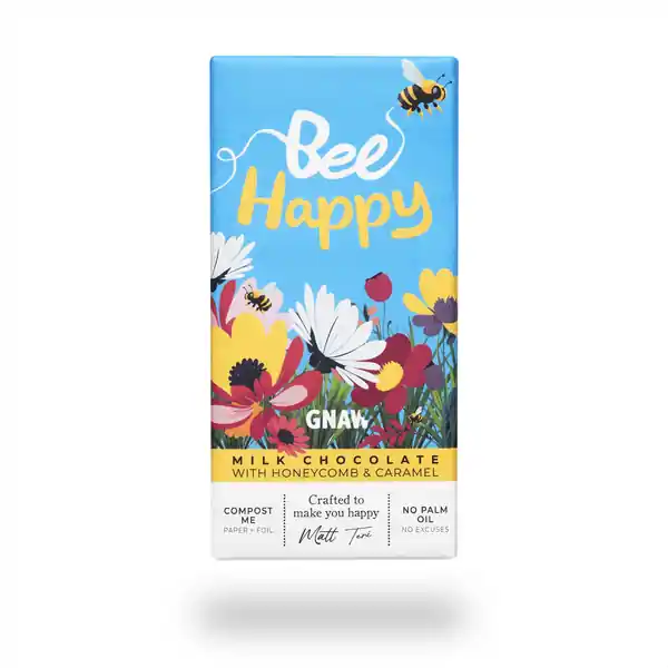 GNAW Bee Happy Honeycomb & Caramel Milk Chocolate 80g (15)