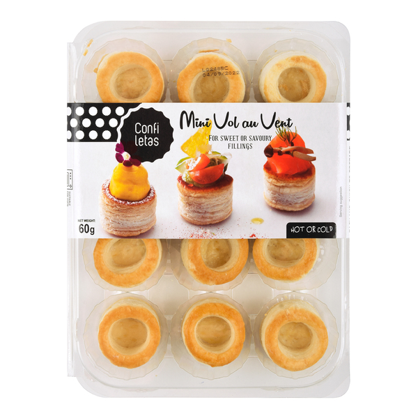 Confiletas Mini Vol Au Vent Pastry Shells x 12 60g (10)