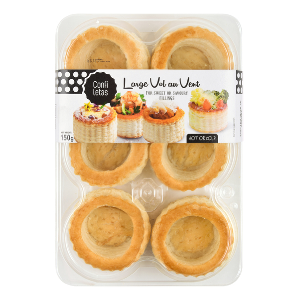 Confiletas Large Vol Au Vent Pastry Shells x 6 150g (10)